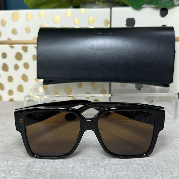 4. NEW Saint Laurent Women's SLM9 Havana Brown 55mm Sunglasses w/ case only. - Picture 3 of 8